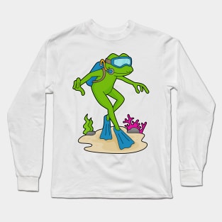 Frog Diver Swimming fins Long Sleeve T-Shirt